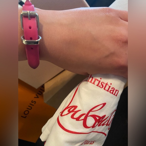 Auth Christian Louboutin pink bracelet with silver hardware full inclusion - Picture 3 of 10